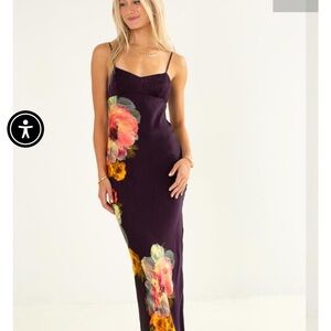 Amanda Uprichard Purple Floral Maxi Dress
